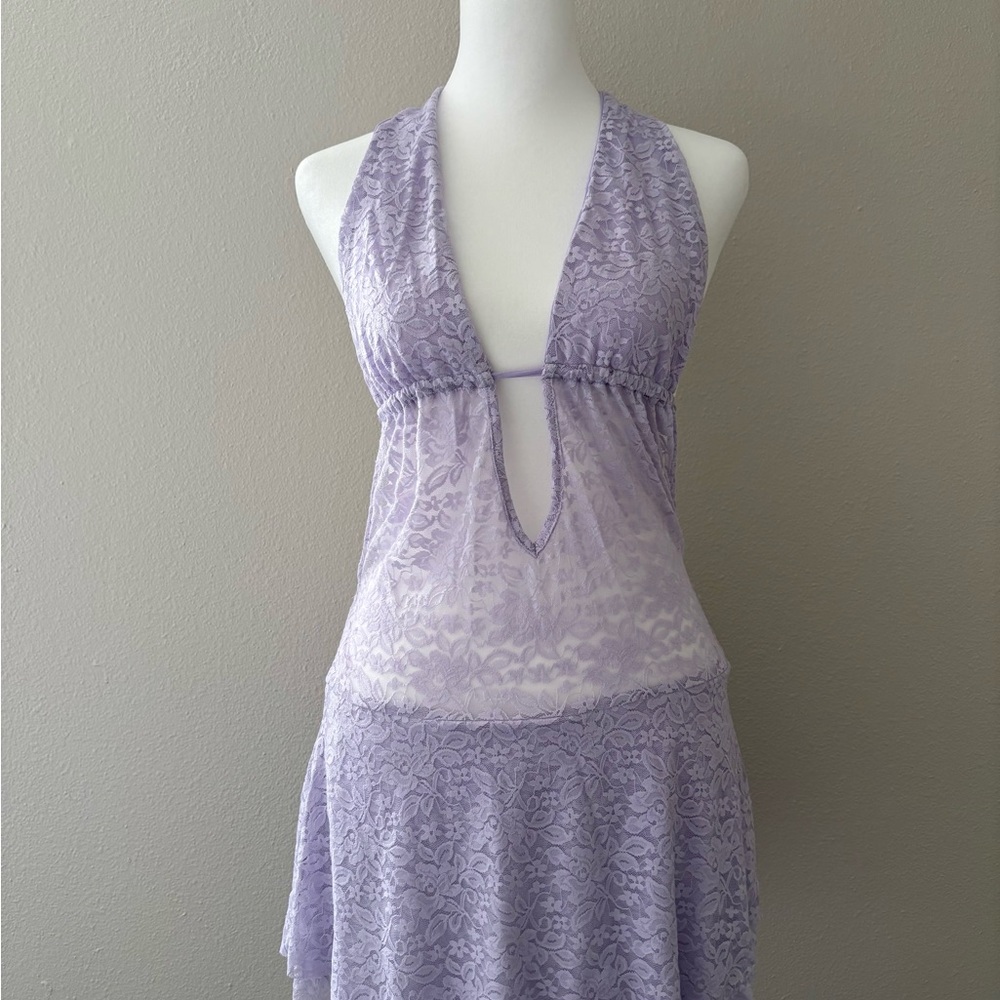 EDIKTED Danny Open Back Sheer Lace Mini Dress Summer Festival